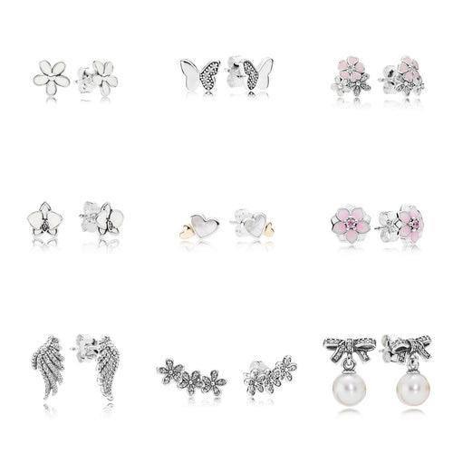 9 Style  Silver Charms Earrings