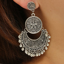 Load image into Gallery viewer, Gold Silver Relief Tassel Earrings