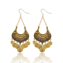 Load image into Gallery viewer, Gold Silver Relief Tassel Earrings