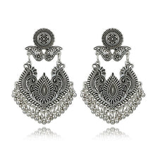 Load image into Gallery viewer, Gold Silver Relief Tassel Earrings