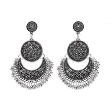 Load image into Gallery viewer, Gold Silver Relief Tassel Earrings